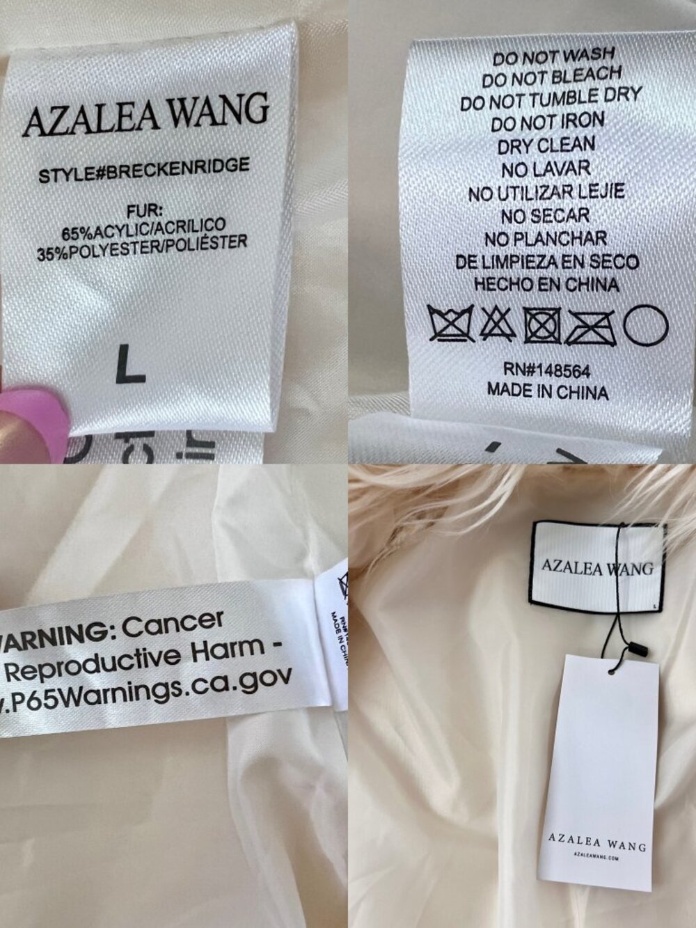 NWT Azalea Wang Breckenridge CREAM Faux Fur Coat Size Large / Y2K Maximalism - Picture 9 of 13